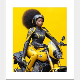 Girl Biker In Yellow Posters and Art